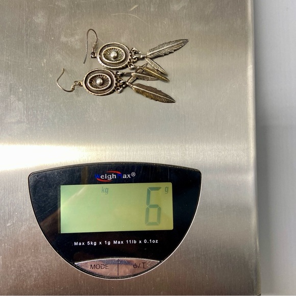 Vintage Sterling Silver Earrings Southwest Style with Shield & Feathers - Picture 10 of 10